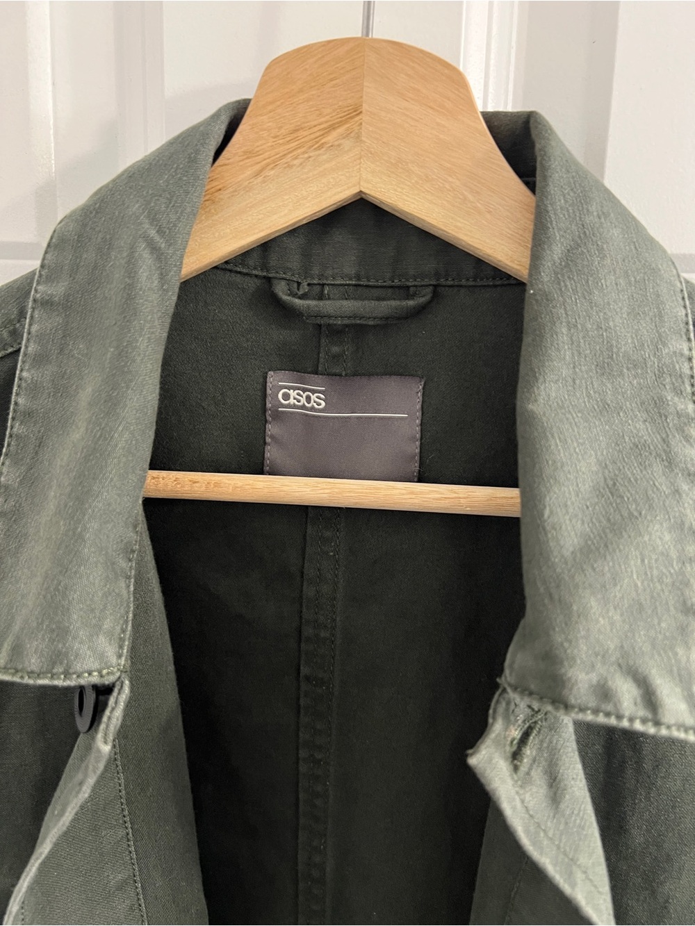 ASOS Olive Green Utility Jacket Shirt with Patch Pockets- Small - Picture 3 of 13